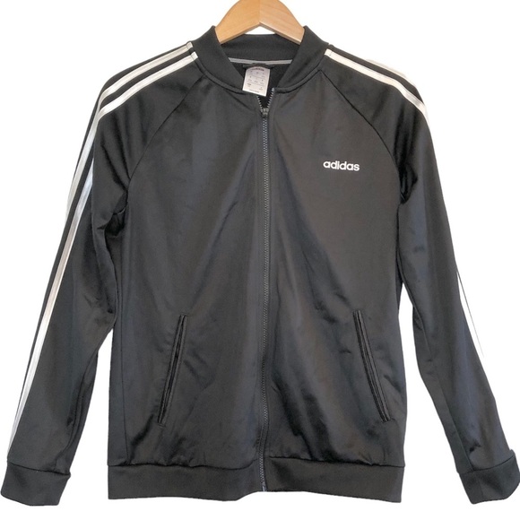 ๐ 6/$60, Adidas Track Jacket, Black, White, Large - Picture 1 of 5